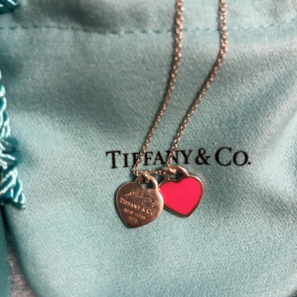 Tiffany Mini Double Heart Necklace Hot 